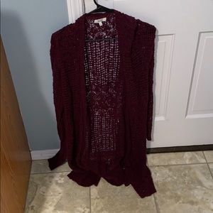 Long maroon cardigan